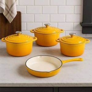 Cast Iron 7 Piece Cookware Set – Yellow Collection